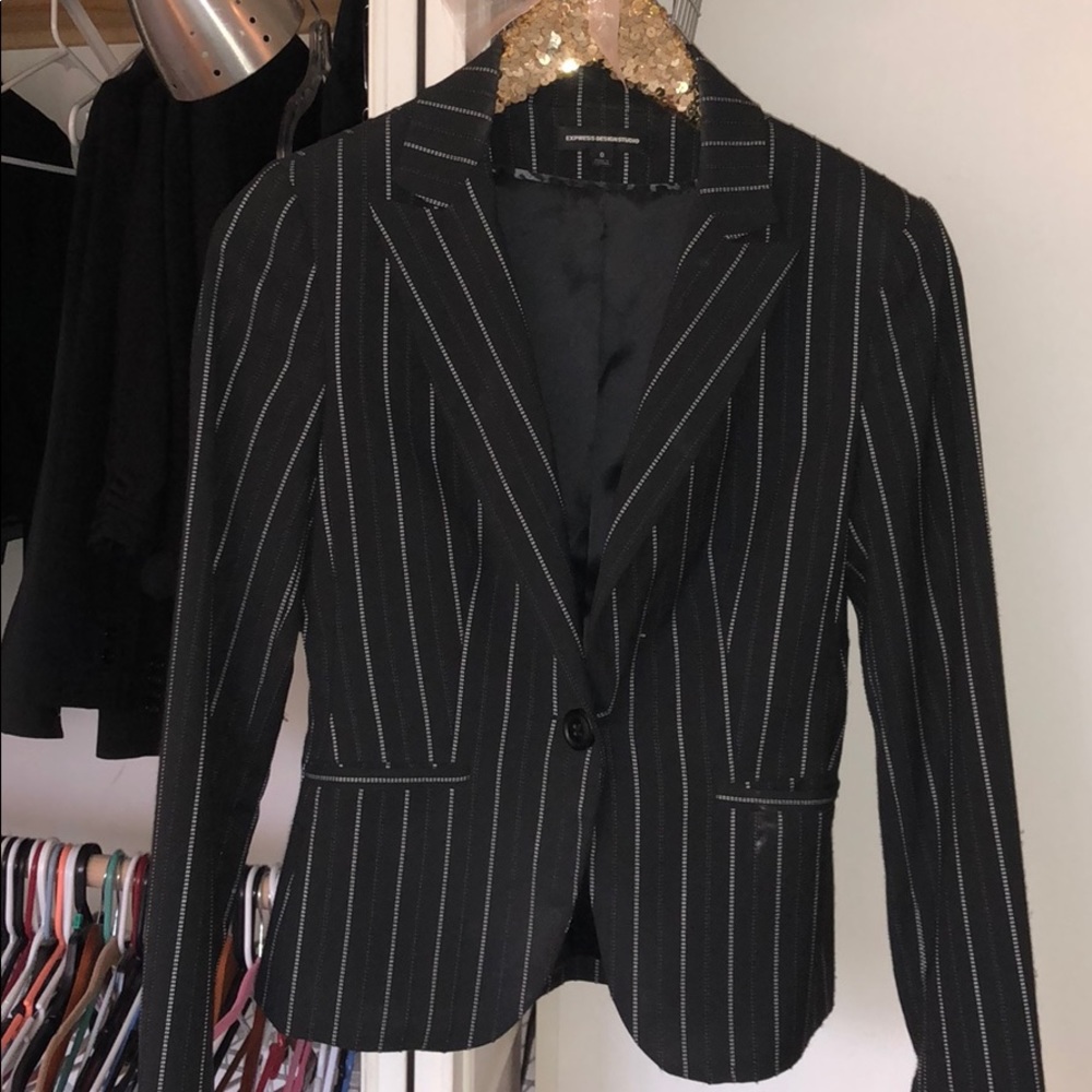 Express white stripes blazer